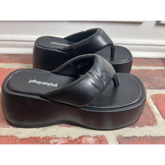 Jeffrey Campbell Black Crybaby Platform Thong Sandals Flip Flops 90s Size 7.5 - Picture 3 of 11